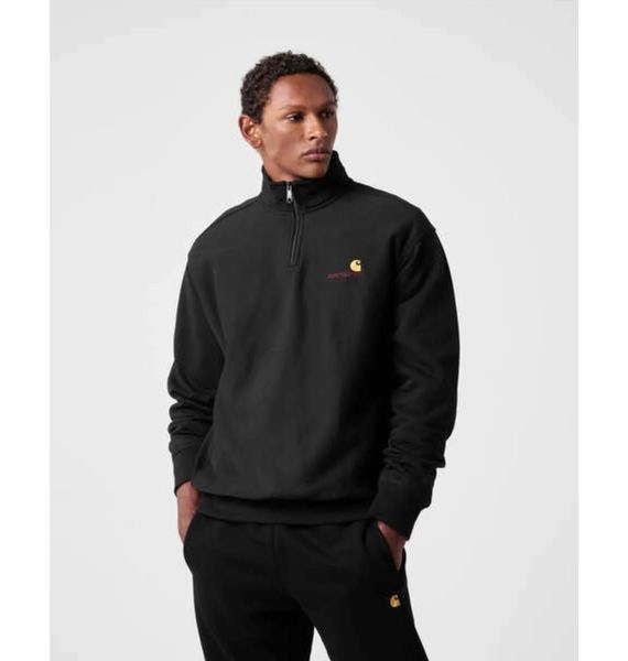Кофта чоловіча Carhartt Wip American Script Half Zip Sweatshirt Black (I027014-89XX), M, WHS, < 10%, 1-2 дні