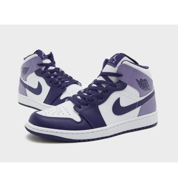 Кроссовки детские Jordan Air 1 Mid White/Violet (DQ8423-515), 38.5, WHS, 10% - 20%, 1-2 дня