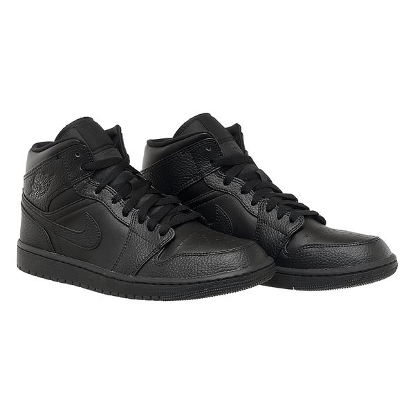 Кросівки чоловічі Jordan 1 Mid Triple Black (554724-091), 45, WHS, 10% - 20%, 1-2 дні