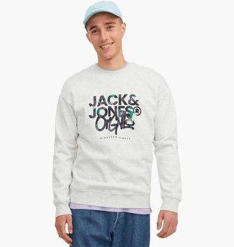 Кофта чоловіча Jack & Jones Jorsilverlake Crew Ln Beige (12242366-WHITEMELANGE), M, WHS, 10% - 20%, 1-2 дні