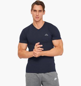 Футболка чоловіча Kappa T-Shirt Mezza Manica Scollo V (K1311-BLUNAVY), 2XL, WHS, < 10%, 1-2 дні