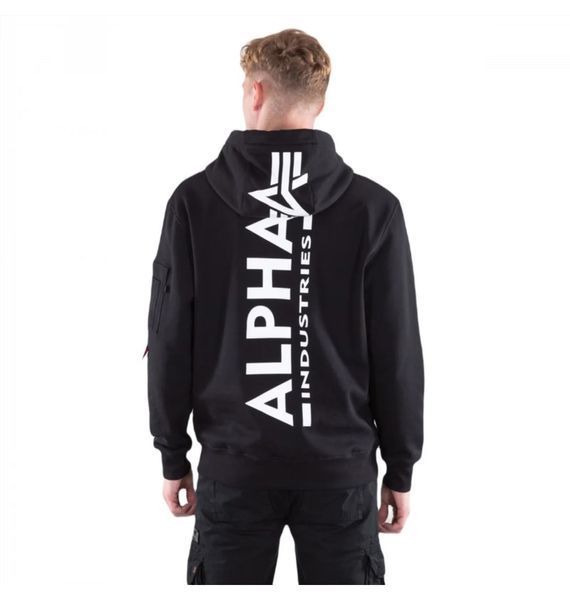 Кофта мужская Alpha Industries Back Print Hoody Black (178318-03), M, WHS, 10% - 20%, 1-2 дня