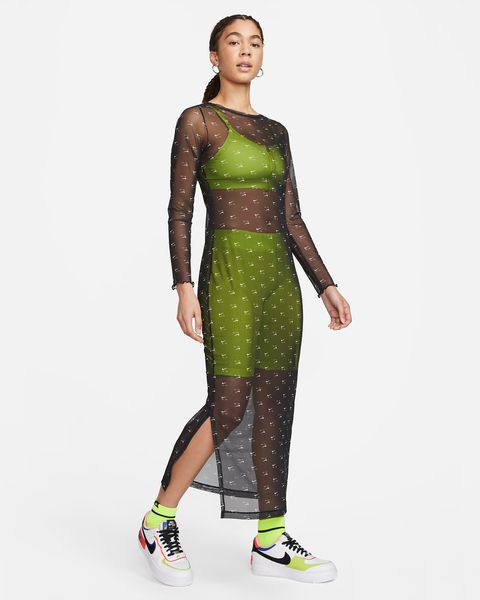 Nike Air Women's Printed Mesh Long-Sleeve Dress (DV8249-010), L, WHS, 30% - 40%, 1-2 дні