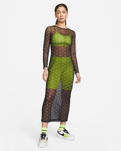 Nike Air Women's Printed Mesh Long-Sleeve Dress (DV8249-010), L, WHS, 40% - 50%, 1-2 дня
