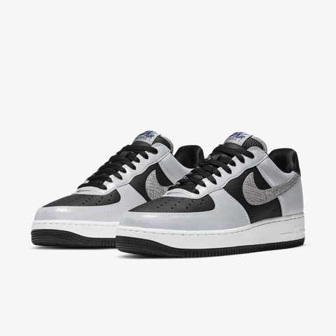 Nike Air Force 1 Low Silver Snake серебряные с черным кожа-нубук мужские (40-45)