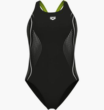 Купальник закрытый женский Arena Grid Swimsuit V Back Graphic Black (010263-560), 36, WHS, 1-2 дня