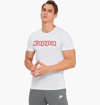 Футболка чоловіча Kappa T-Shirt Mezza Manica Girocollo Con Stampa Logo Pet (K1335-BIANCO), 2XL, WHS, < 10%, 1-2 дні